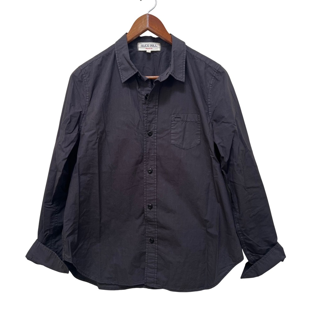 Alex Mill Mens Large Black BCI Cotton Long Sleeve Button Down Shirt Sustainable